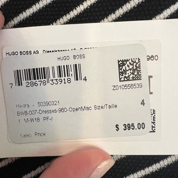 Hugo Boss Hedra Belted Dress Black White Sz 4-NWT - Picture 10 of 11